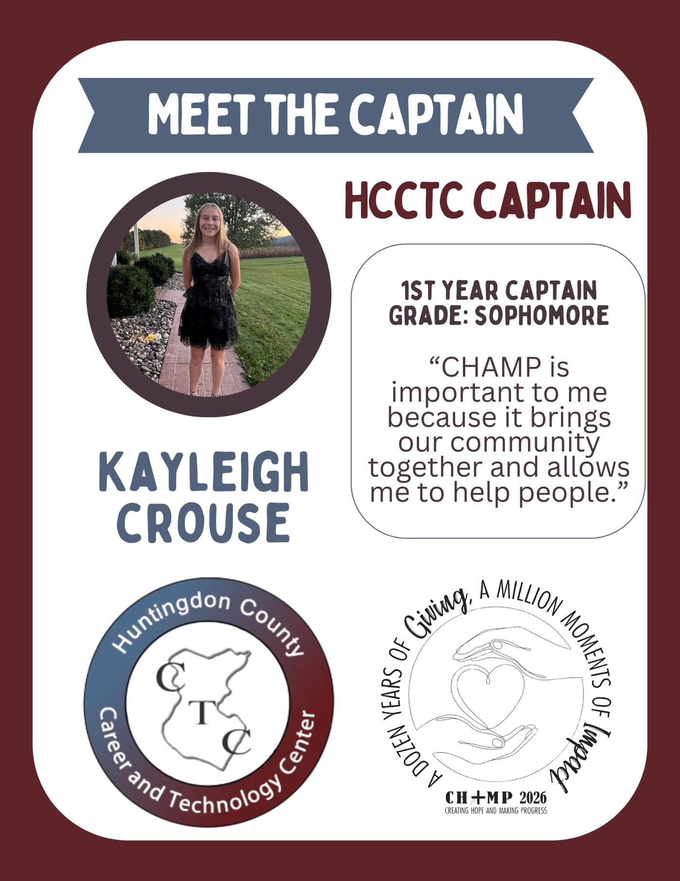 Kayleigh Crouse, Hcctc CHAMP captain 2025