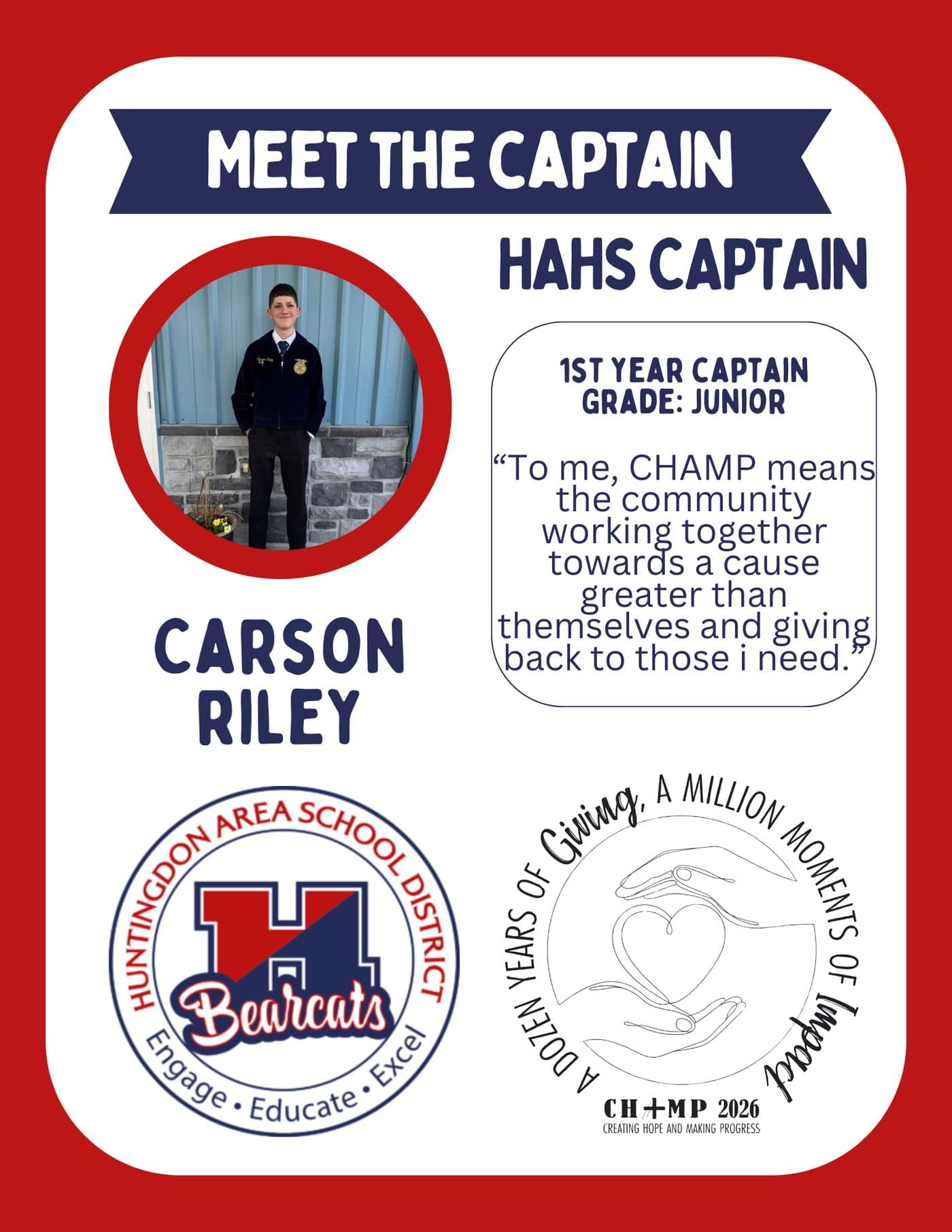 Carson Riley, Huntingdon CHAMP captain 2025