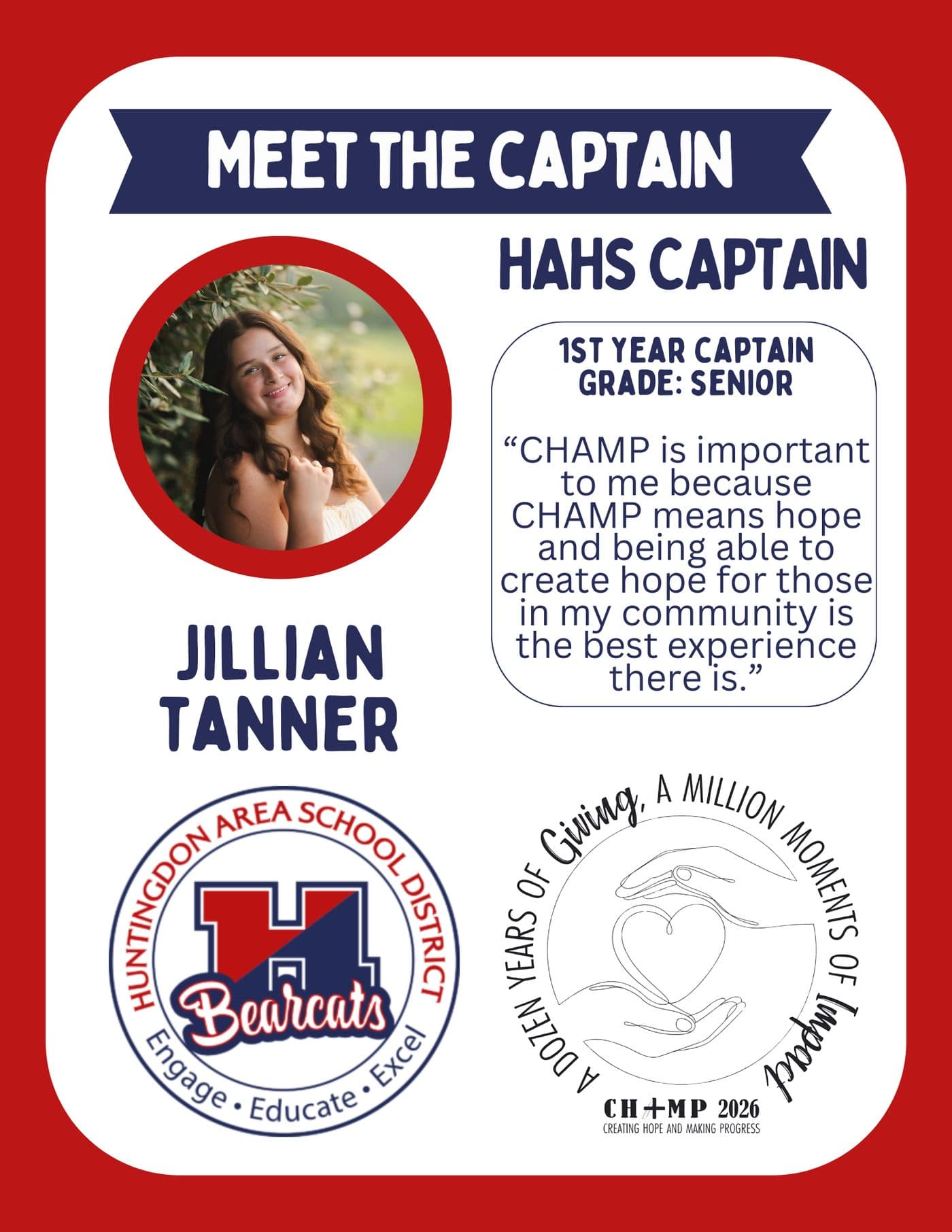 Jillian Tanner, Huntingdon CHAMP captain 2025