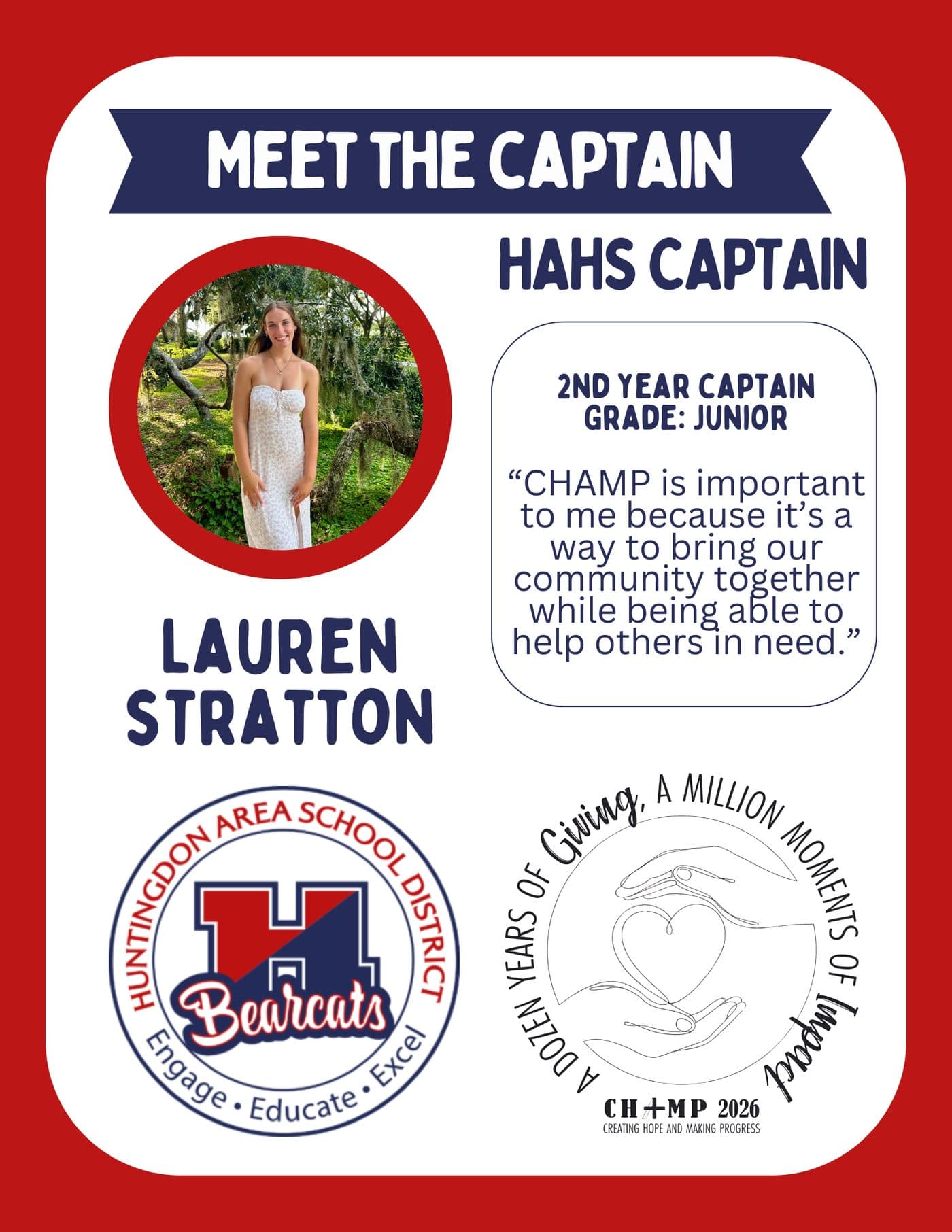 Lauren Stratton, Huntingdon CHAMP captain 2025