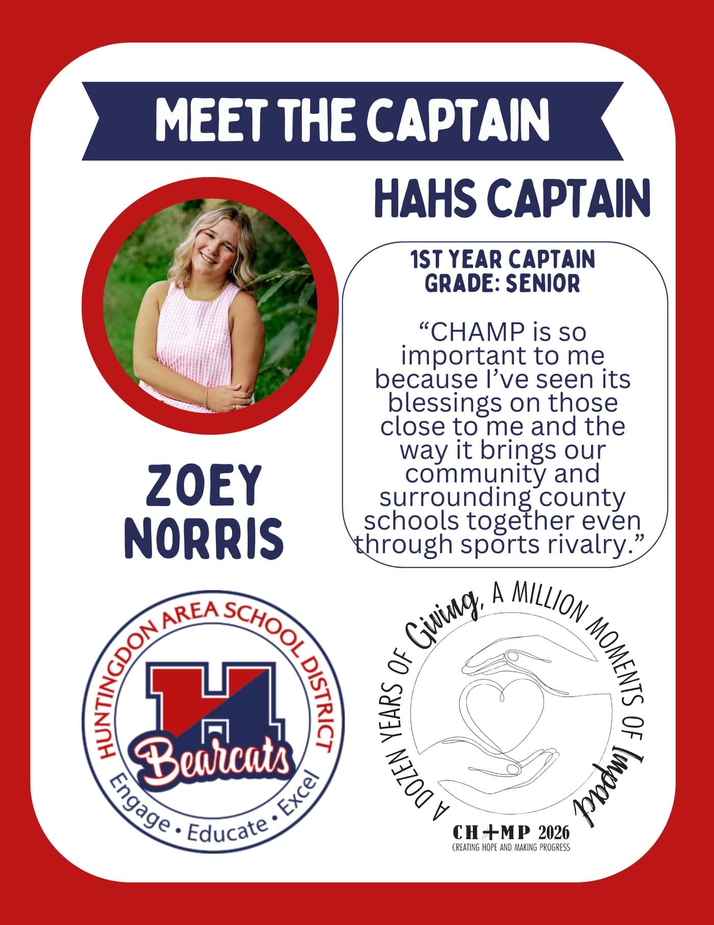 Zoey Norris, Huntingdon CHAMP captain 2025