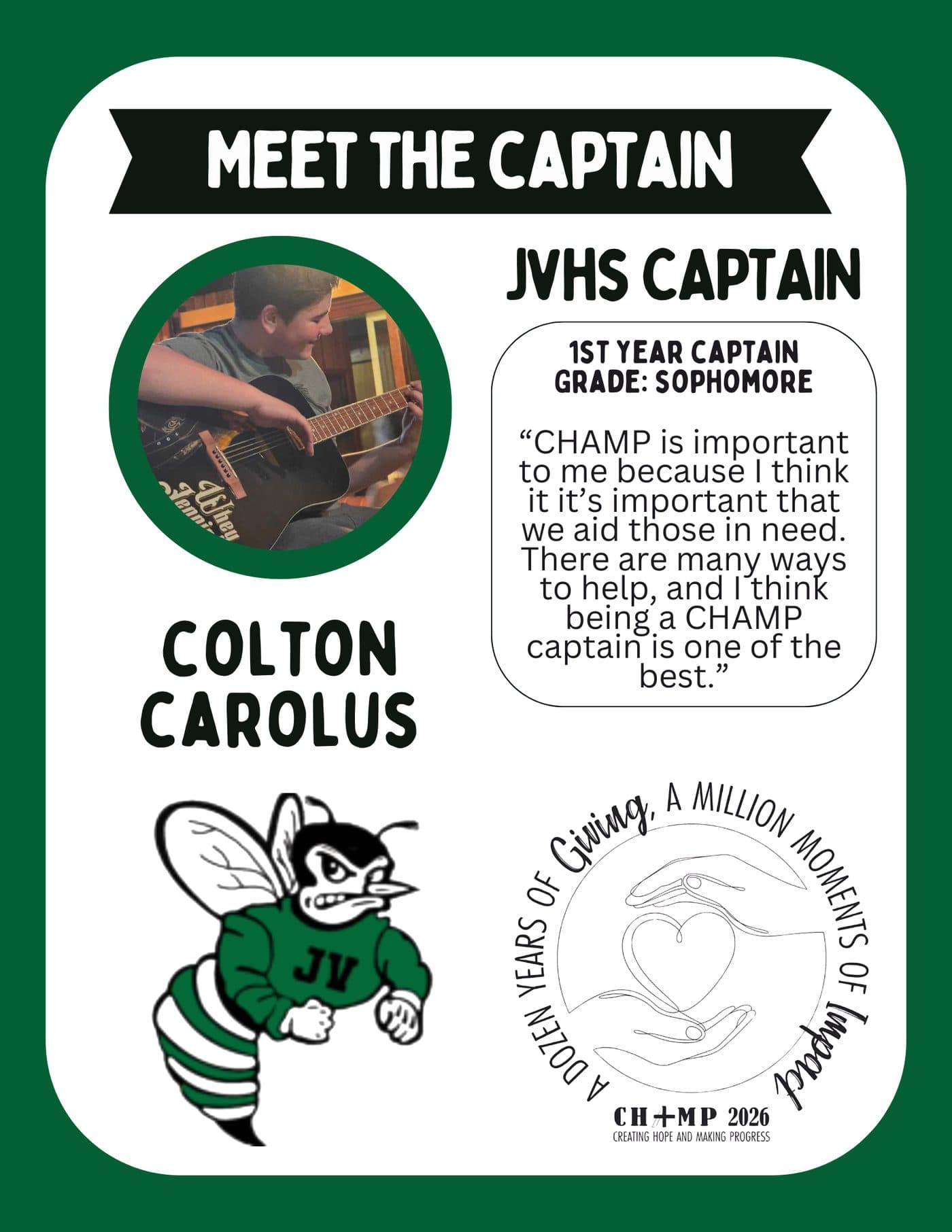 Colton Carolus, Juniata Valley CHAMP captain 2025