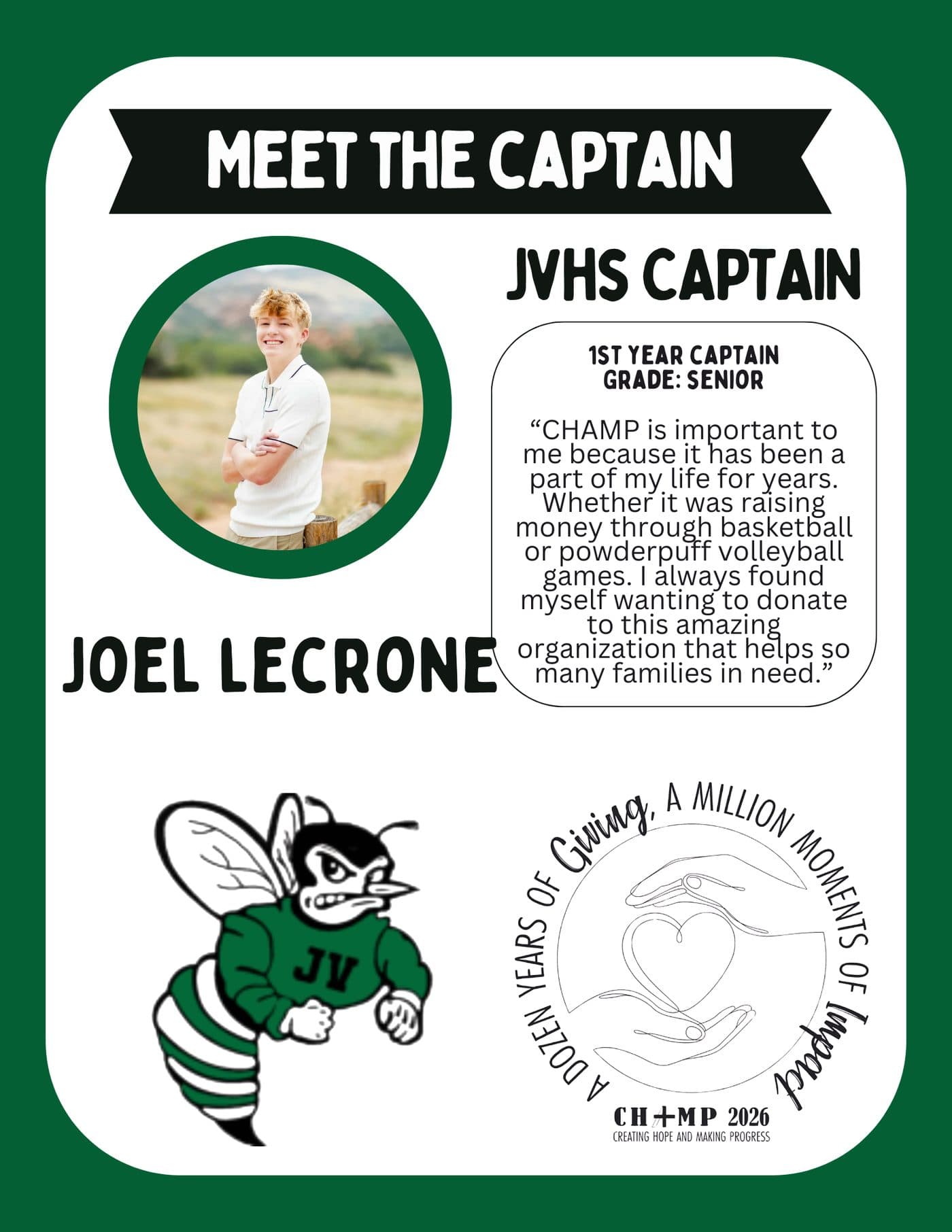 Joel Lecrone, Juniata Valley CHAMP captain 2025