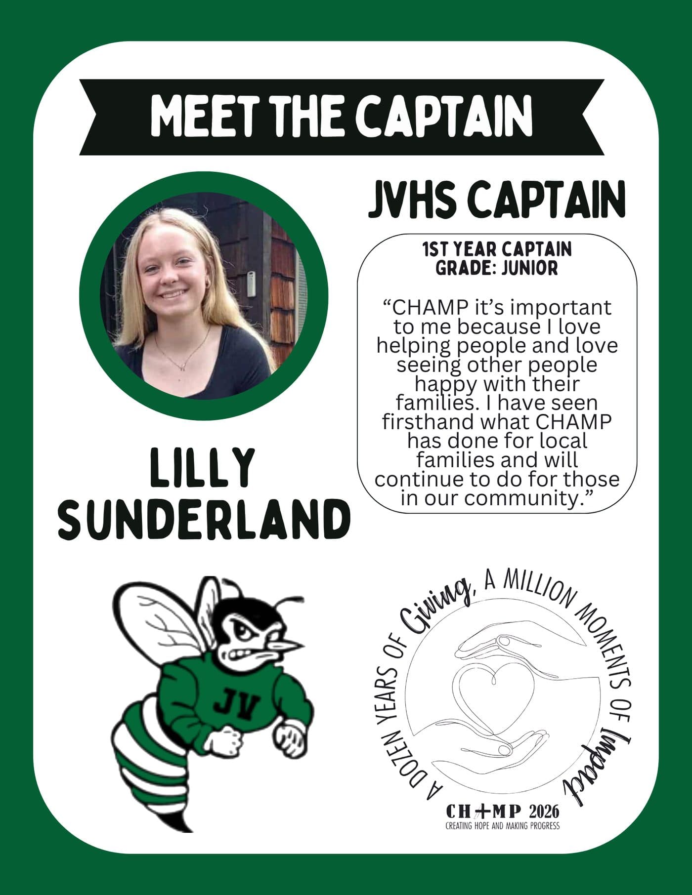 Lilly Sunderland, Juniata Valley CHAMP captain 2025